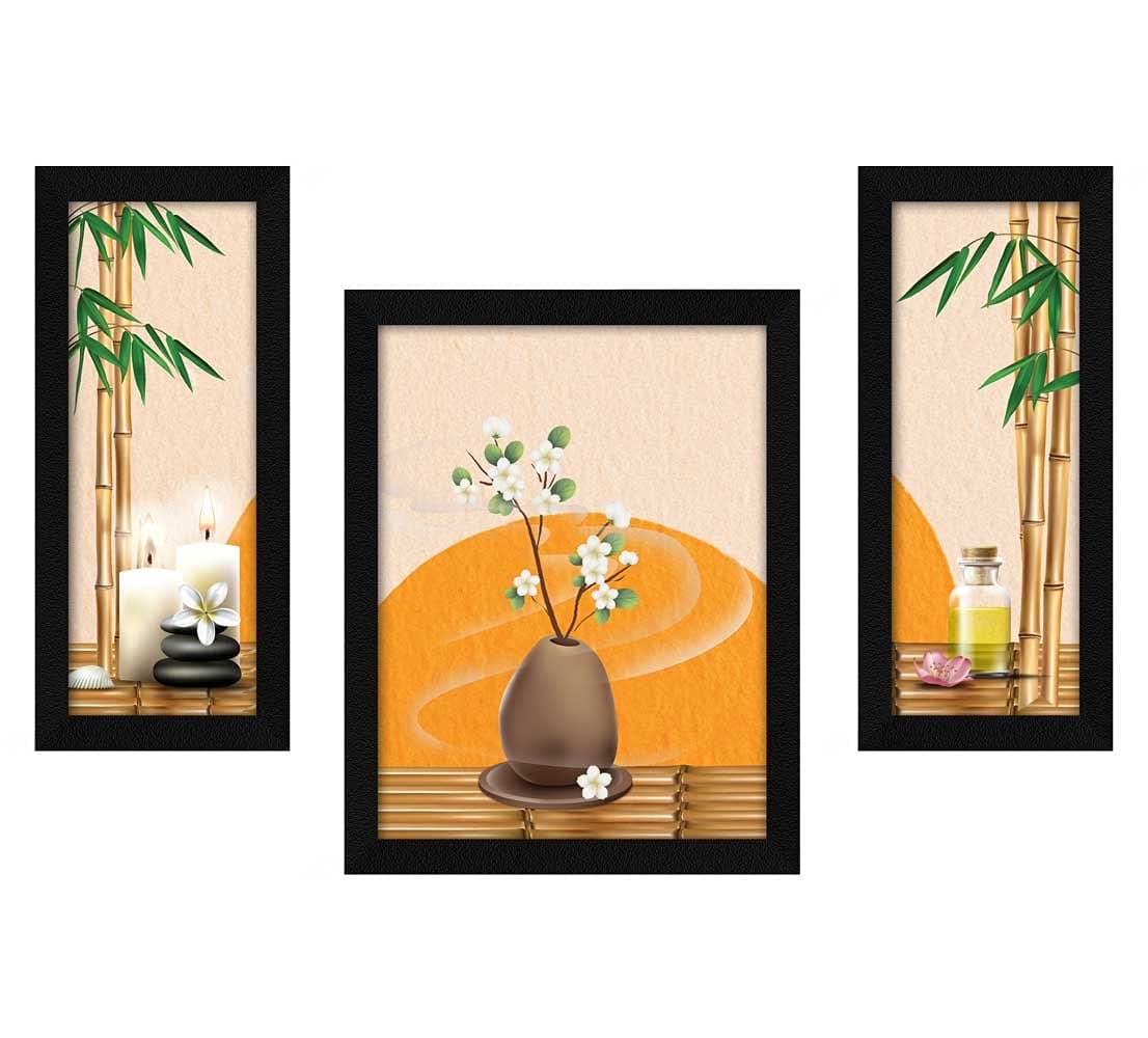 ArtX Flower Vase Wall Art Painting, Framed Floral Paintings For Living Room/Bedroom/SPA, 13.0 X 22.0 inches(Combined), Multicolor, Set of 3
