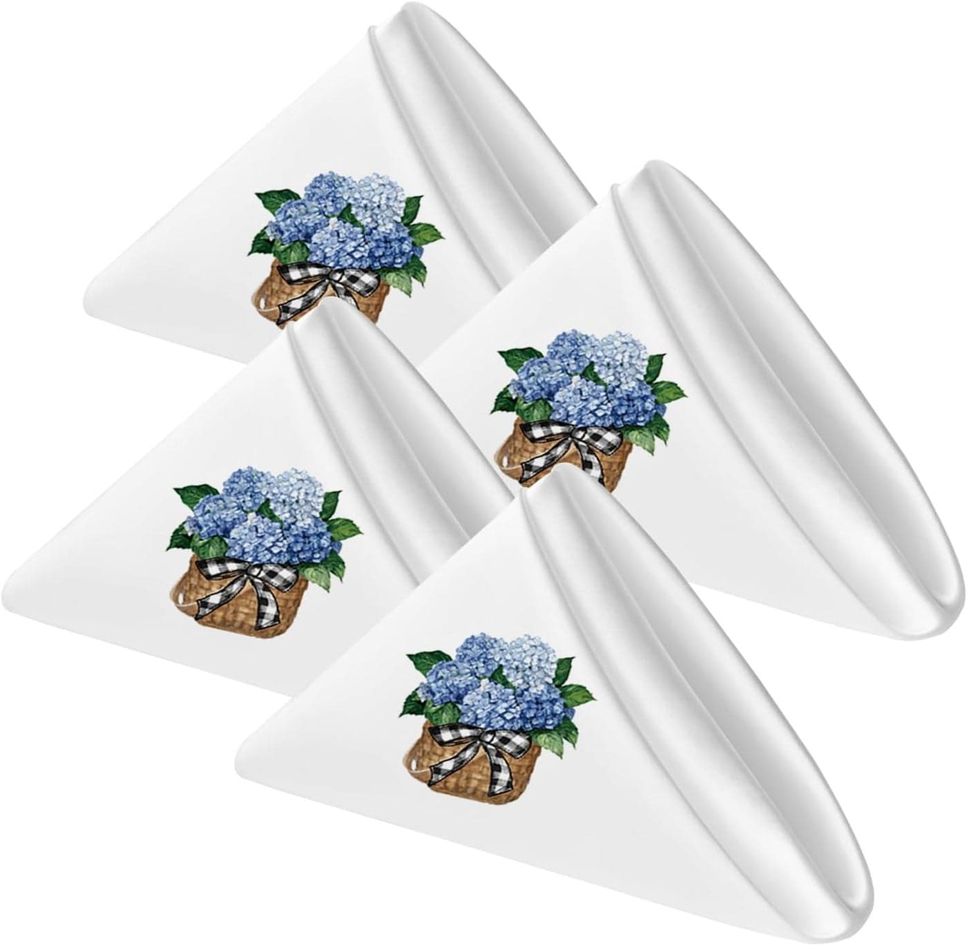 Horaldaily Spring Cloth Napkins 18 x 18 Inch Spring White Blue Hydrangea Party Dinner Decoration Washable Napkins Set of 12