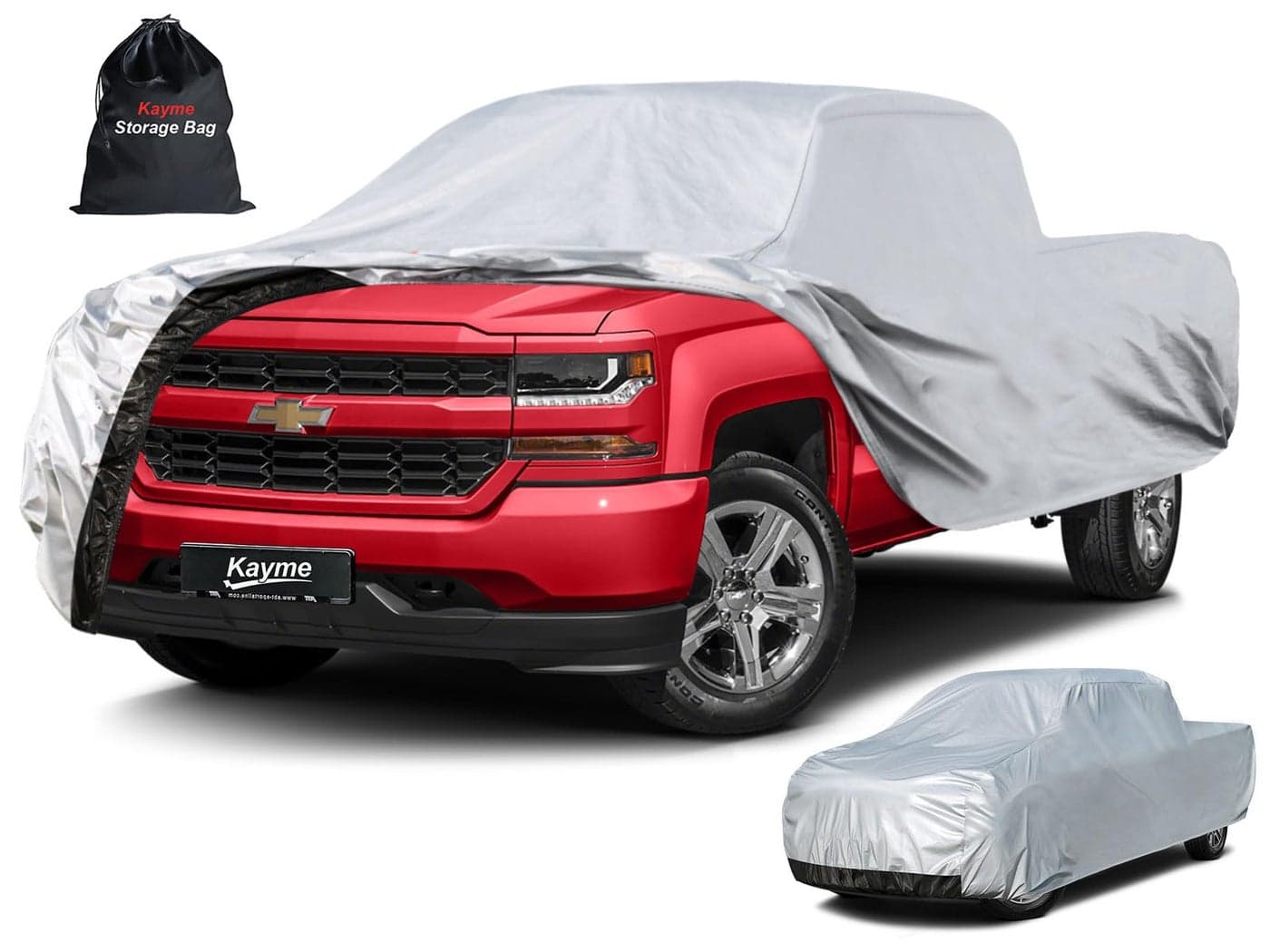 Kayme 6 Layers Truck Cover Waterproof All Weather Heavy Duty Outdoor Pickup Cover Sun Uv Rain Protection Universal Fit Length Up to 250 inch XXL