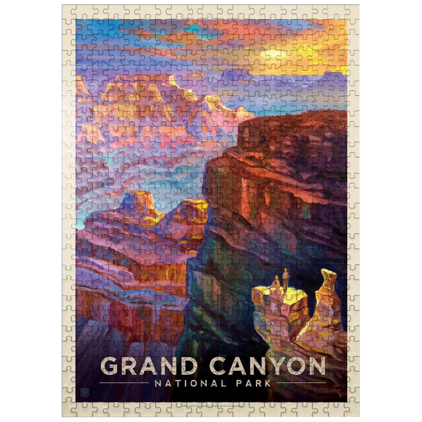 MyPuzzle Grand Canyon National Park Sunset Vintage Poster Premium 500 Piece Jigsaw Puzzle for Adults