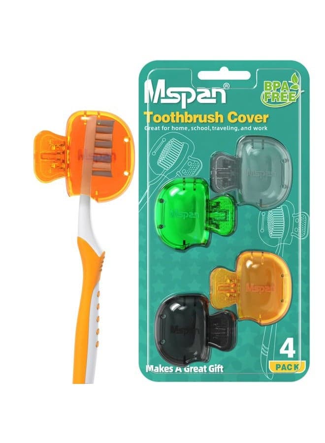 Electric Toothbrush Cover Cap: Brush Head Protector Cute Plastic Clip Pod - Toothbrush Travel Case for Traveling & Home - 4 Packs