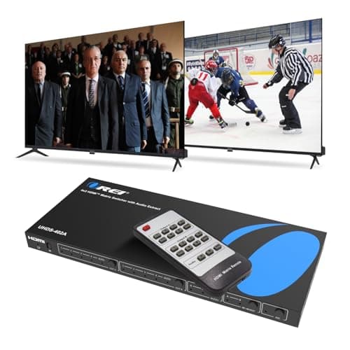 OREI 4x4 HDMI 4K Matrix Switch/Splitter, (4-Input, 4-Output) with Remote Control Supports UltraHD 4K@60Hz 4:4:4, HDR, YUV, HDMI 2.0, HDCP 2.2, 3D, 1080p, 18 GBPS - Downscaler (4K & 1080p Together)