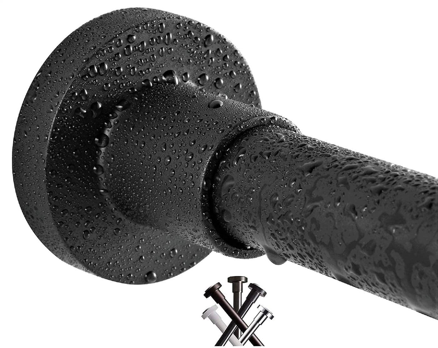 BRIOFOX Shower Curtain Rod 4373 Inches Matte Black Never Rust and NonFall Down Spring Tension Rod Stainless Steel