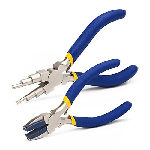 Jewelry Making Nylon Pliers Sets, AngleKai 6 IN 1 Jewelry Bail Making Pliers and Nylon Jaw Flat Nose for Jump Ring (Blue)