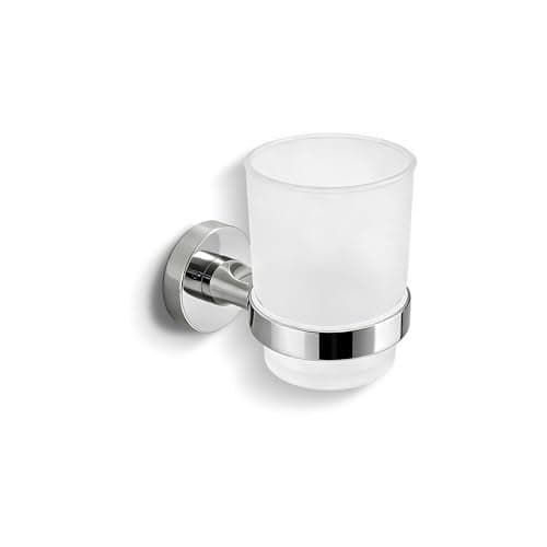 Toothbrush Holder Wall Mounted with Satined Cup with Chrome-Plated Holder,Metal Stainless Steel