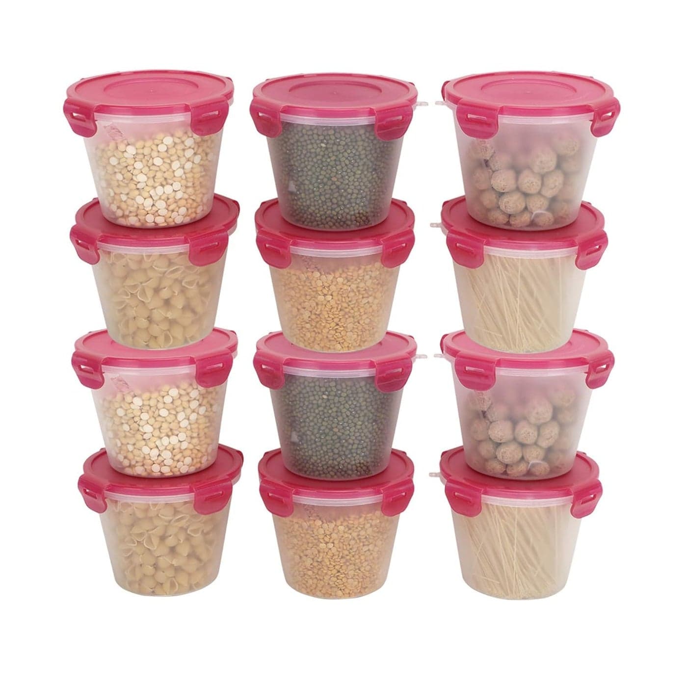 Cutting EDGE Nesterware Lock Seal Containers for Dry Fruit Biscuits Snack Foods Fruits Vegetables Refrigerator Containers Set of 12 1L Light Red