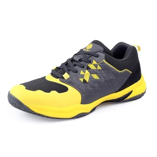 Bacca Bucci Mens Pinnacle Swiftstrike High-Performance Court Shoes Shoe With Non-Marking Outsole, Enhanced Cushioning For Badminton, Table Tennis, Volleyball, Squash And Tennis Grey 7 Uk