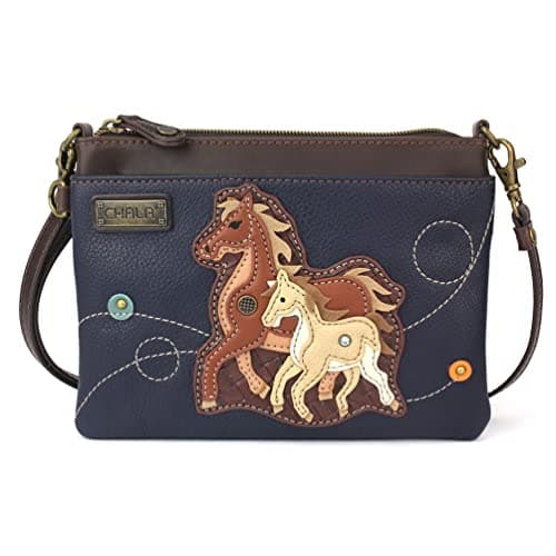 CHALA Mini Crossbody/Purse with Convertible Strap Stylish, Compact, Versatile - Horse Family - navy