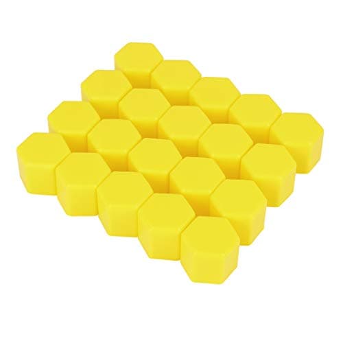 X AUTOHAUX 20pcs 21mm Universal Yellow Silicone Wheel Nut Lug Hub Screw Rim Bolt Covers Tyres Screw Caps for Automotive