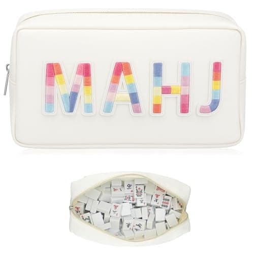 Sunnymove Empty Mahjong Bag Thickened American Mahjong Tiles Bag with Zipper Storage Pouch for Board Game Pieces Game Party Travel Gatherings Accessories 104x56 Case Only MahjRainbow