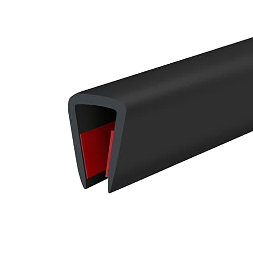 Rubber Edge Trim, Self-Adhesive Rubber Edge Protector for Sheet Metal, EPDM Material, Fit 5/16"(8mm), Black Color, U Channel Edge Trim, Total Length 20Ft