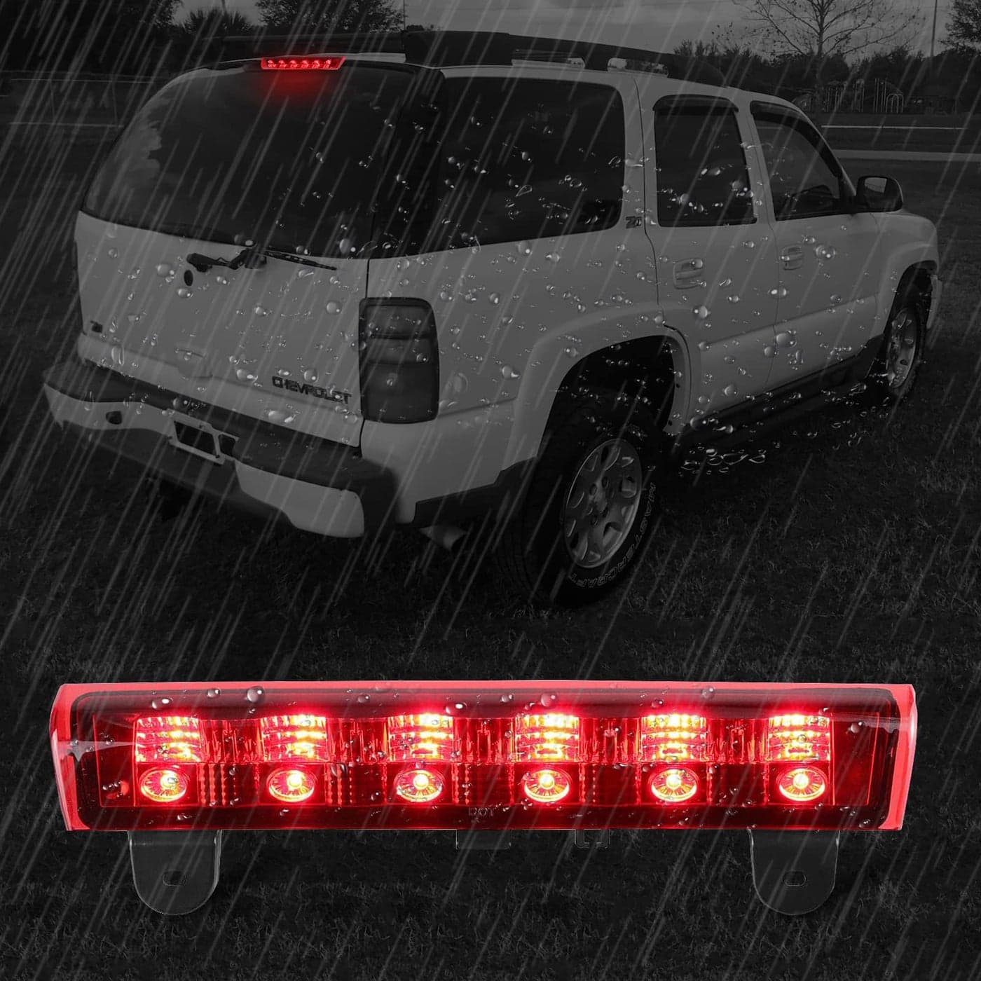 High Mount 3rd Stop Light Compatible with 20002006 Chevrolet Suburban TahoeGMC Yukon Third Center Cargo Reverse Rear LED Brake Light Bar Taillight Red