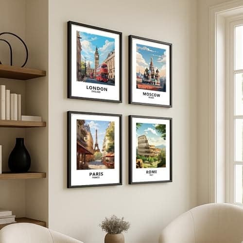 COLOSSAL ART HOUSE Set of 4 Frames for Wall Décor for Living Room, Paintings for Bedroom & Wall Art for Home Decor - (10x13 Inch, Paintings for Office Walls)