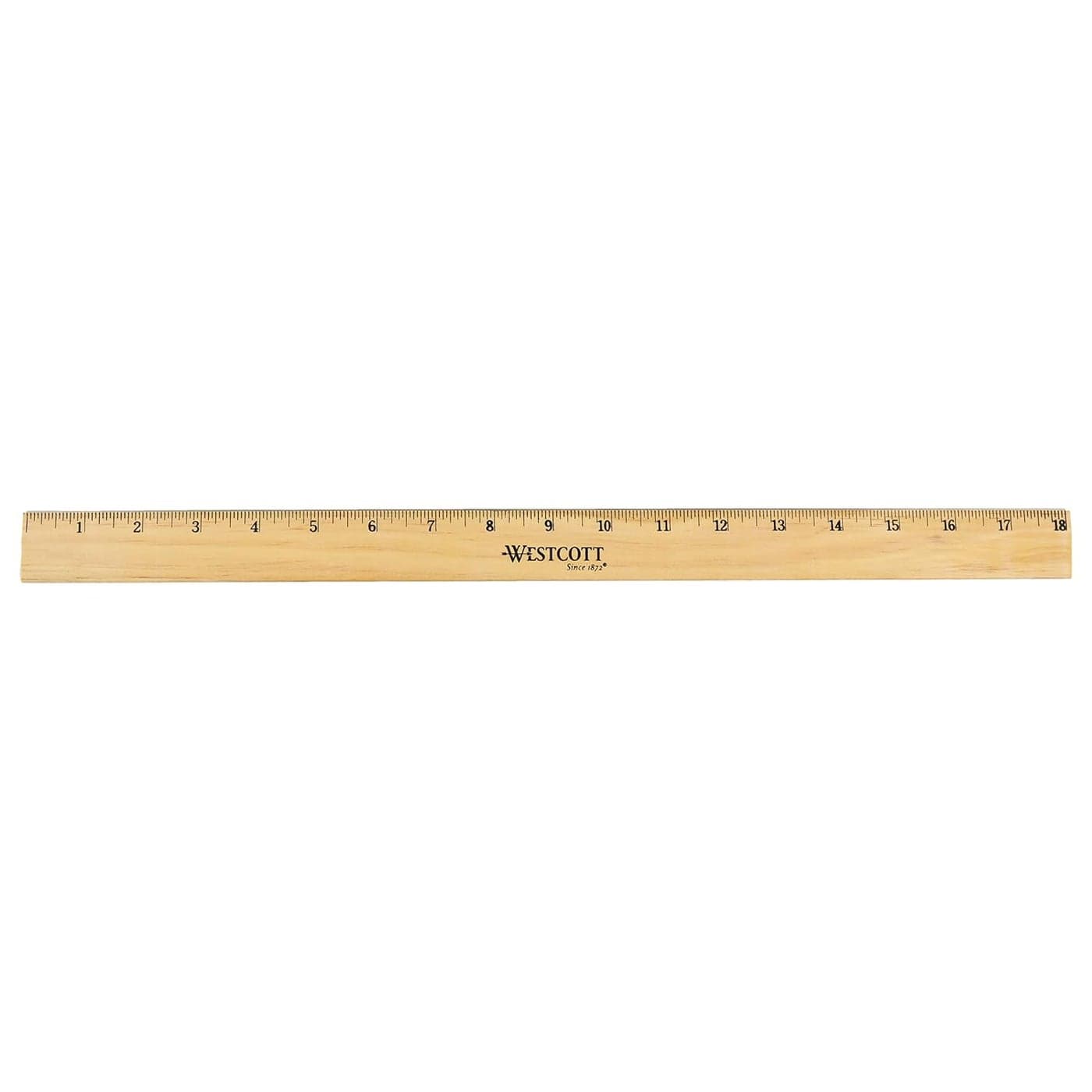 Westcott 05018 Beveled Wooden Ruler with Single Metal Edge 18 Inch