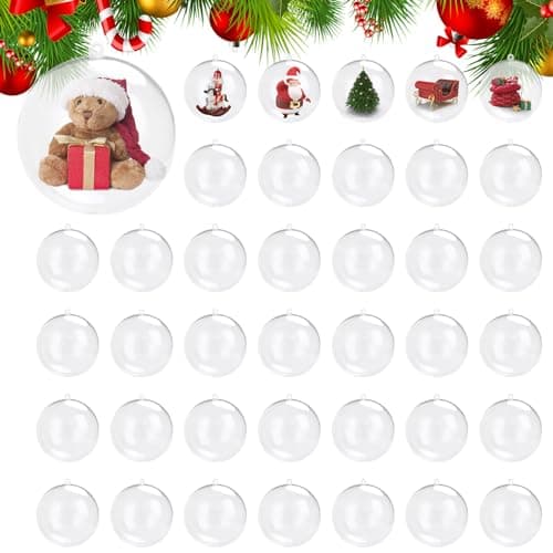 Oungy 50 PCS Clear Ornament Balls Clear Plastic Ornaments for Craft Fillable Ornaments Balls 80mm315 Christmas Ornaments Ball DIY Plastic Ball for Christmas Wedding Party Home Decor
