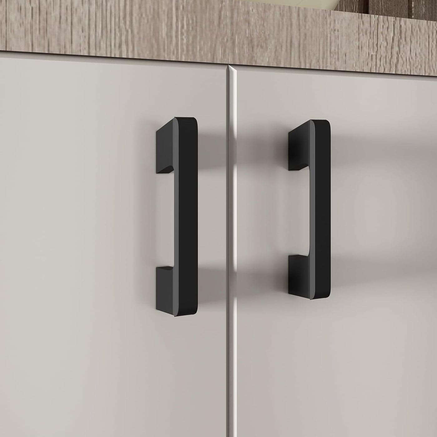 LAPO 4 Pack Cabinet Handles 4 inch Aluminum Handle for Tv Cabinets and Drawer Pull Handles for Drawer of Kitchen Bedroom Office Cabinet Wardrobe with Screws Black 110mm 4 inch MOH