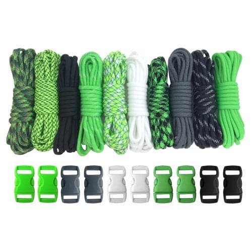 Paracord Planet 550lb Type III Paracord Combo Crafting Kits with Buckles – 100 ft
