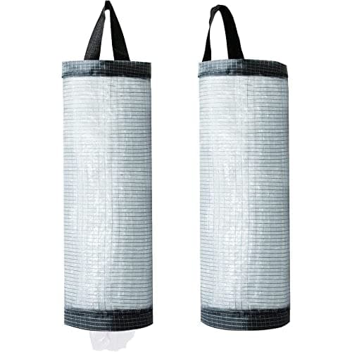 Karomouj KMA556 Transparent Garbage Bag Storage Bag Wearable Grocery Bag Holder Mesh Grocery Bag Holder with Widening Handle Bottom Outlet for Kitchen, Bedroom Home Store (Multicolor,Pack of 2)