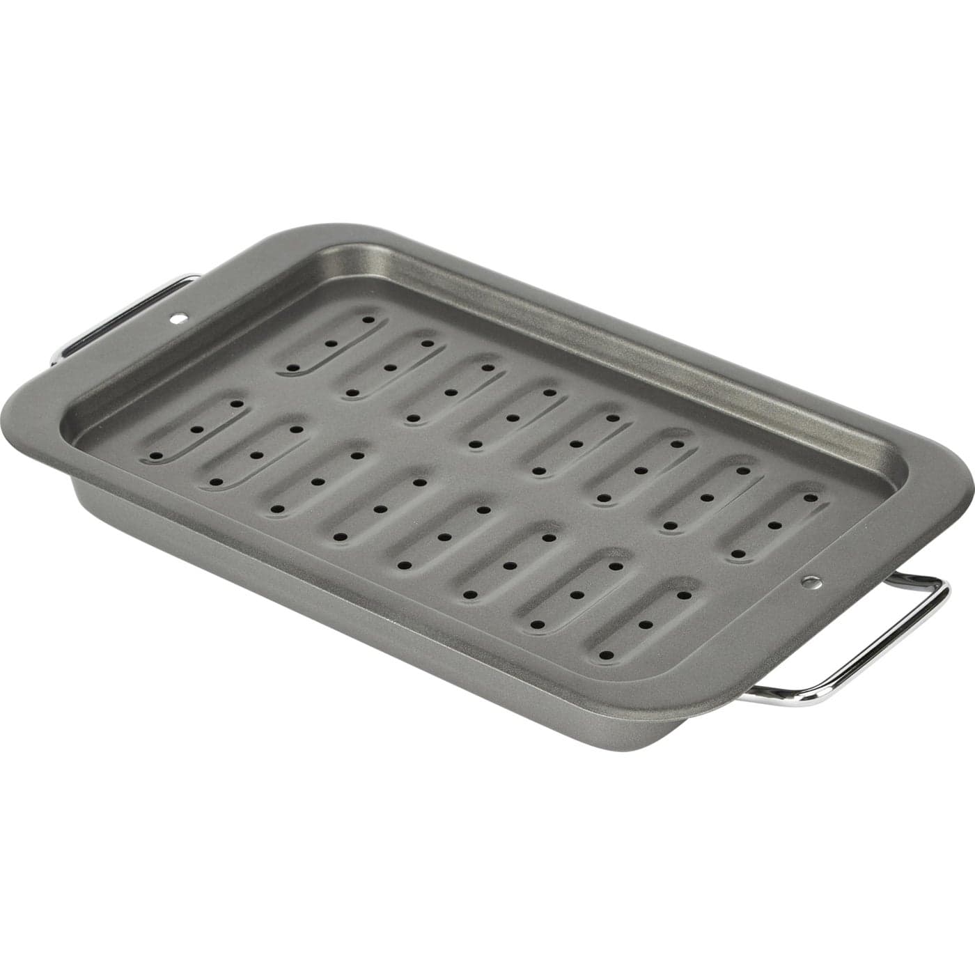 GoodCook Everyday Broiler Baking Pan with Builtin Handles Nonstick WarpResistant HeavyGauge Steel Construction EvenHeating Oblong Pan with Drip Rack 7x11Inch Gray