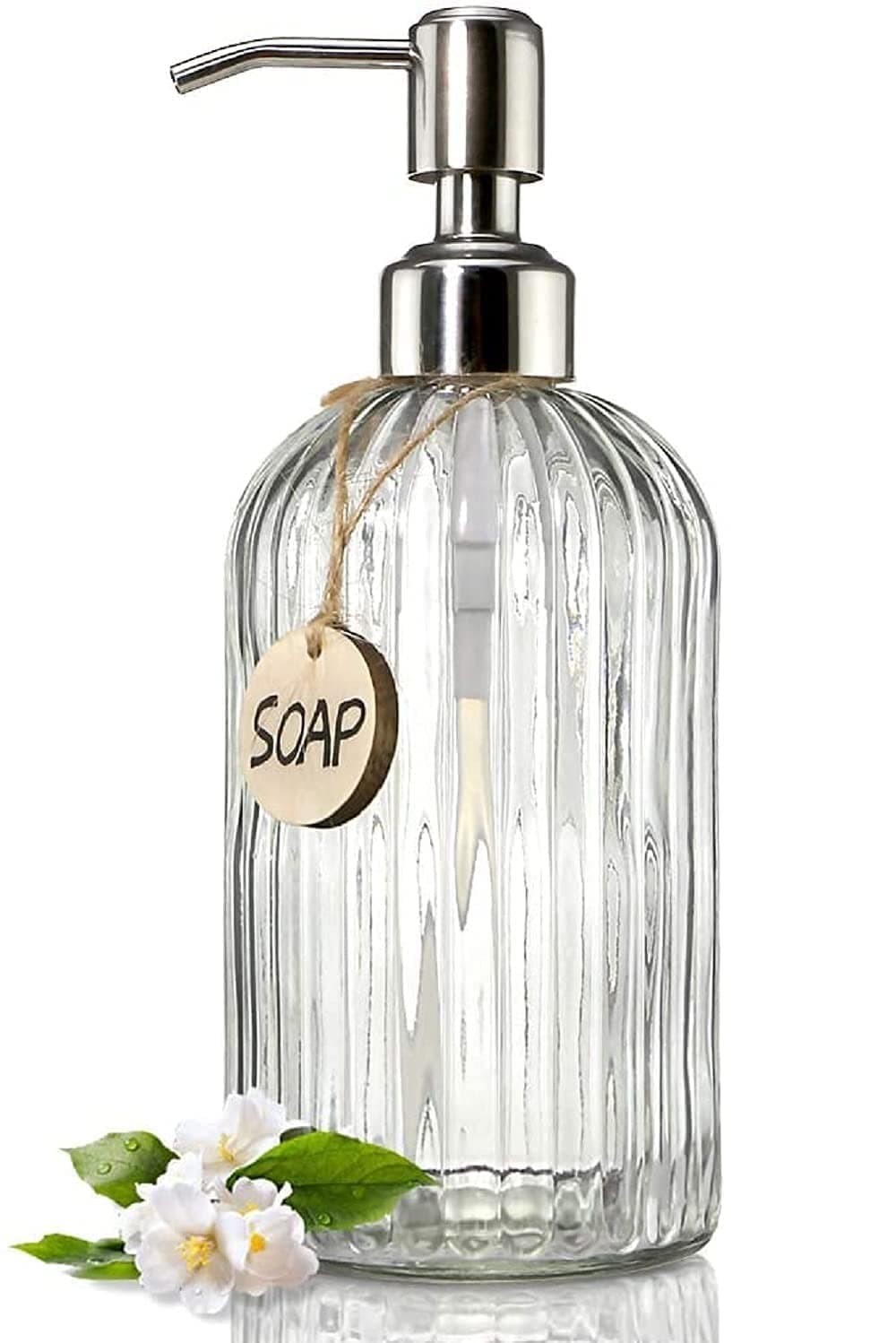 Luximal Glass Soap Dispenser, Kitchen Soap Dispenser with Rust Proof Plastic Pump, Bathroom Soap Dispenser for Hand Soap, Soap, Lotion (19 x 7 Cm, 400 ML) (1)