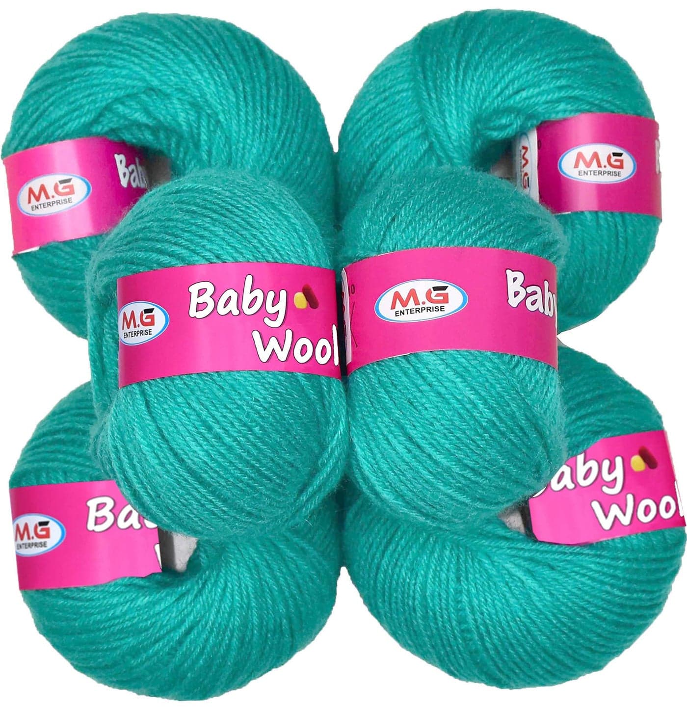 M.G Enterprise Baby Wool for Knitting — Teal (Pack of 6) | 100% Soft 4 ply Acrylic Wool | Fingering Crochet Hook Yarn | Art & Craft | Needle Thread for Crafting | 25g Each
