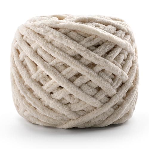 Chunky Chenille Yarn for Crocheting Fluffy Baby Blanket Yarn for Crochet Sweater Shawl Scarf Gloves Super Soft Amigurumi Plush Yarn 74yards35 Oz Beige