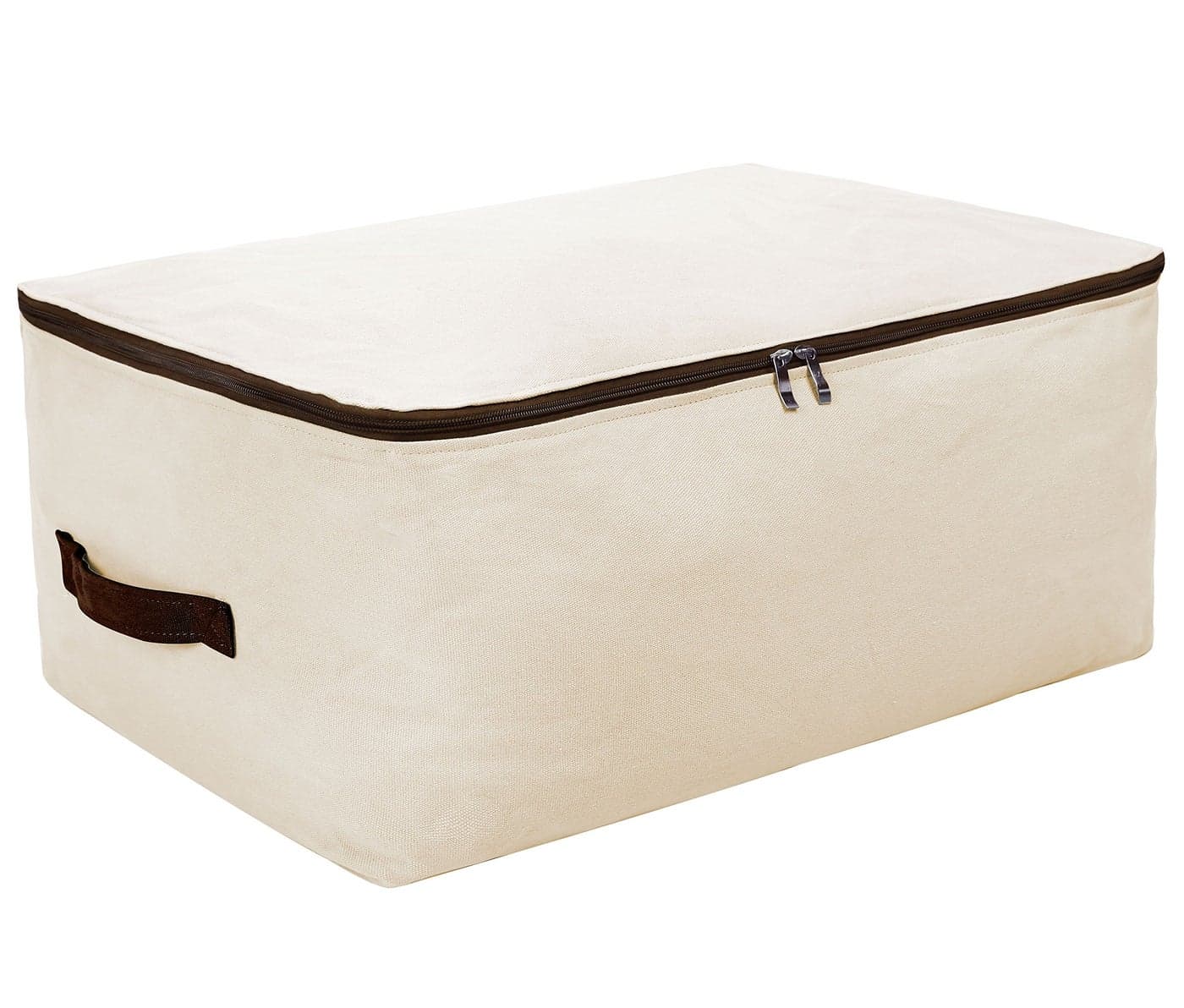 iwill CREATE PRO Canvas Household Jumbo Collapsible Storage Bag, Blanket Bag, Closet Soft Storage Bag, Sweater Organizer Box With Zipper And 2 Strong Handles, Washable In Washer(Beige)