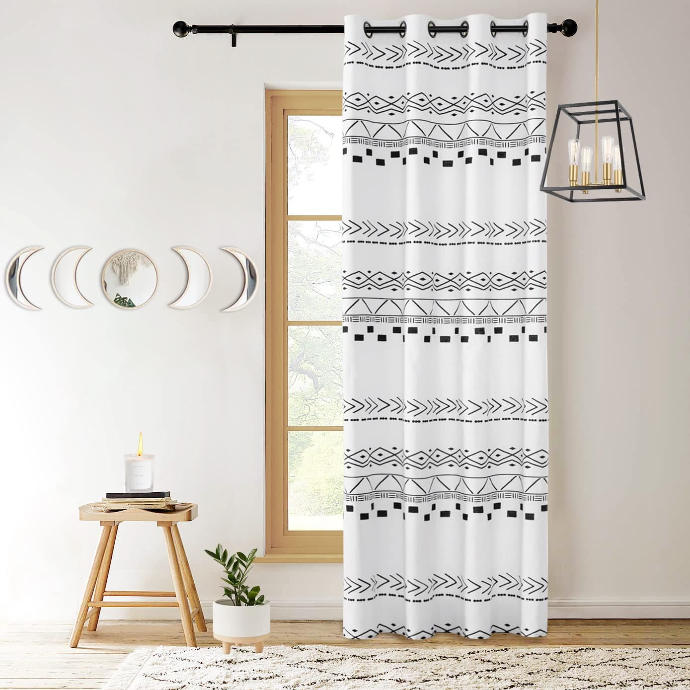 XTMYI Cute Curtains for Teen Girls Bedroom Aesthetic Semi Blackout Hygge Decor Scandinavian Modern Unique Decorative Curtains for Living Room 84 Inches LongBlack and White
