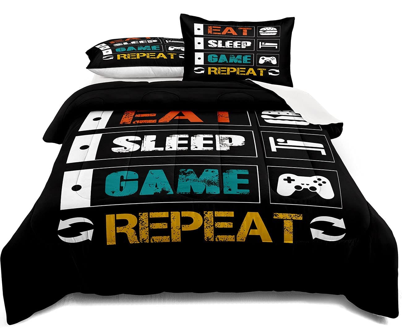 lris Bedding Gaming Comforter Set Twin Size for Boys Kids Game Room Decor Video Game Gamer Comforter Teens Bedroom Gamepad Bedding Set All Season A08 Queen