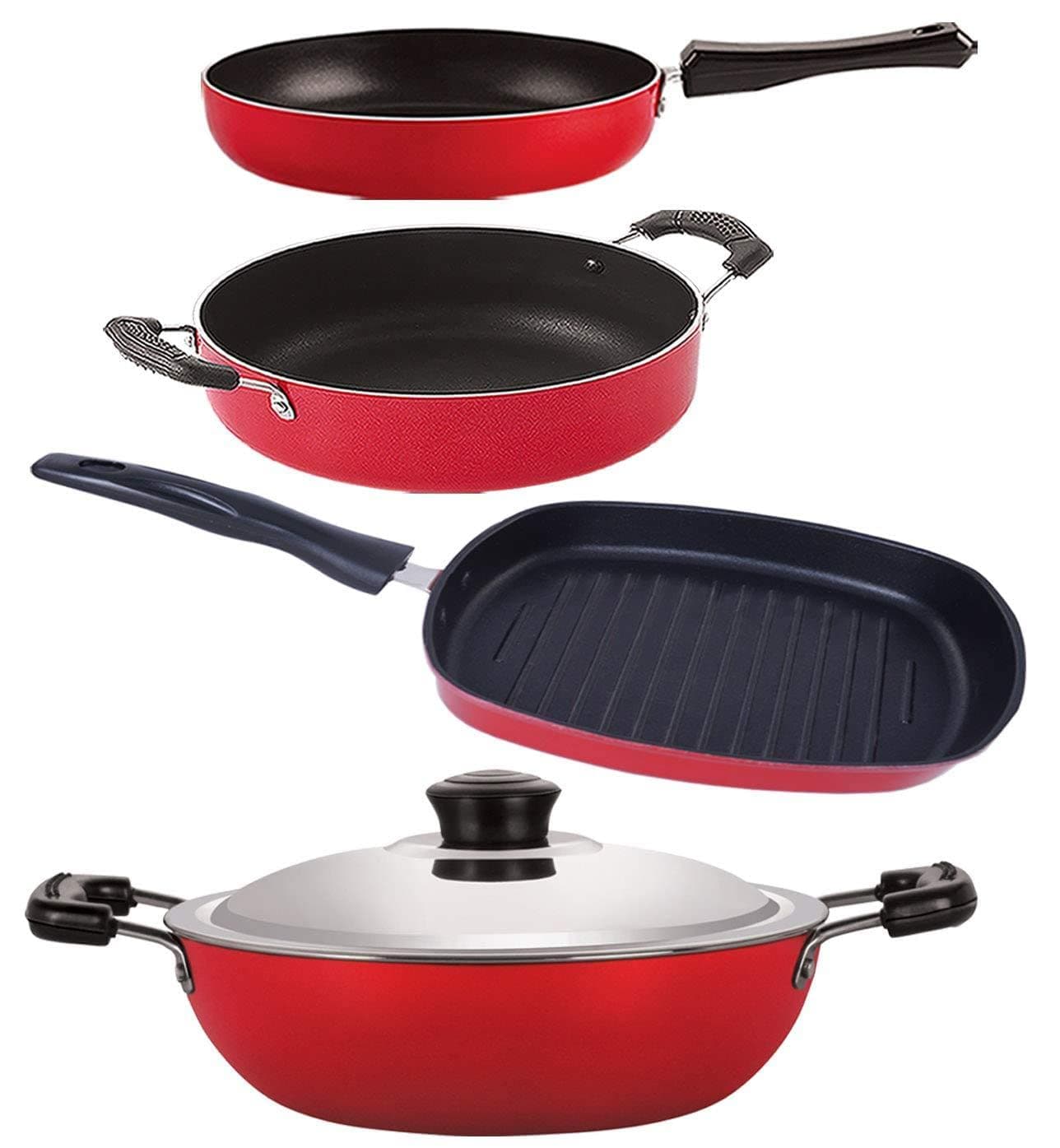 Nirlon Kitchen Accessories for Cooking pots and pan Combo Set of 4 Pieces (FP12_DKD(J)_GP24.5_CS24)