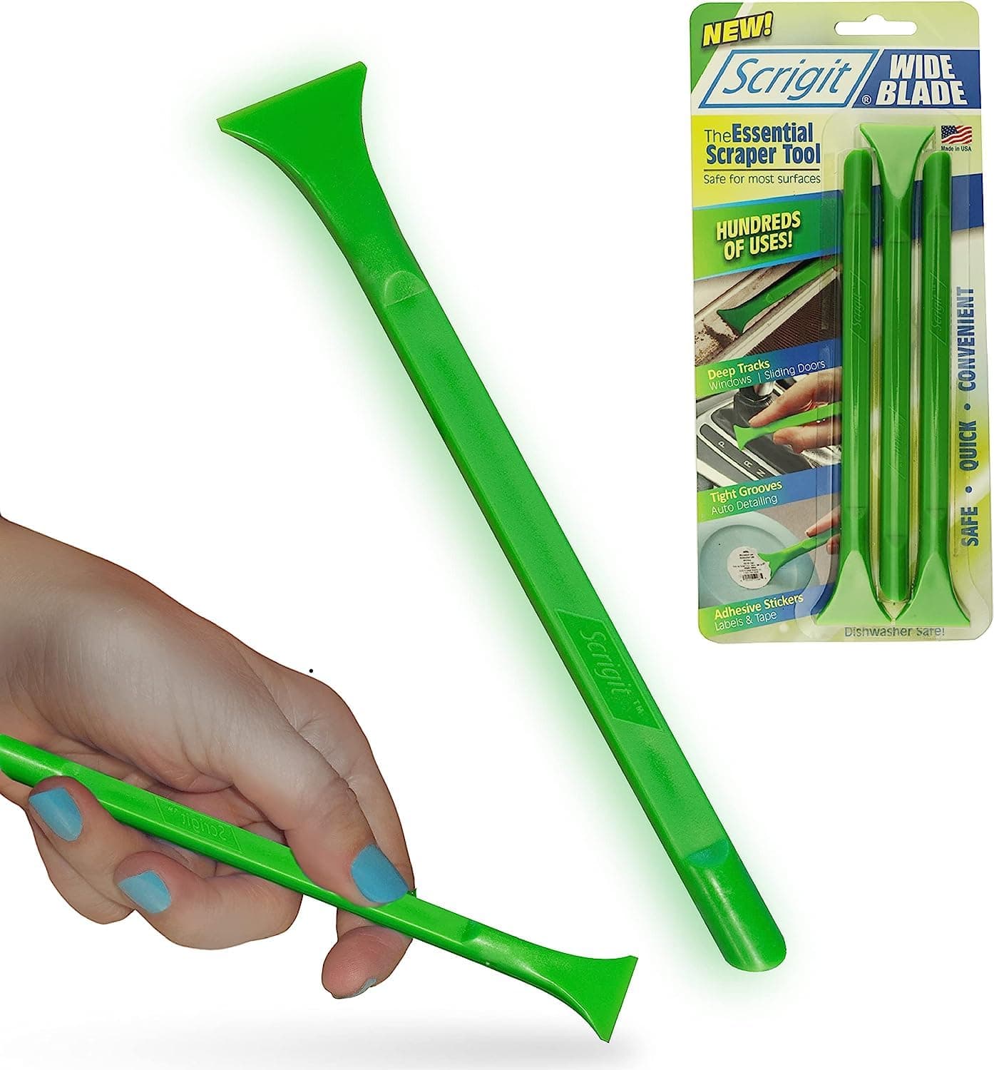 Scrigit Scraper Wide Blade NoScratch Plastic Scraper Tool 3 Pack The Handy MultiUse Scraping Tool for Removing Food Labels Stickers Paint Grease Easy to Hold Reaches Tight Spaces Crevices