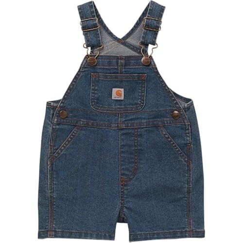 Carhartt Baby Girls Rugged Flex® Loose Fit Denim Shortall Shorts, Medium Wash Denim, 3T US