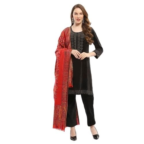 Monte Carlo Womens Self Design Red Shawl (224SHW7045-1-40)