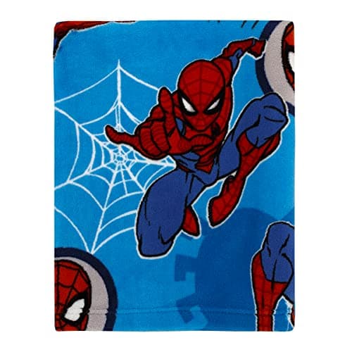 Disney Marvel Spiderman Wall Crawler Red, White, and Blue Spider Webs Toddler Blanket