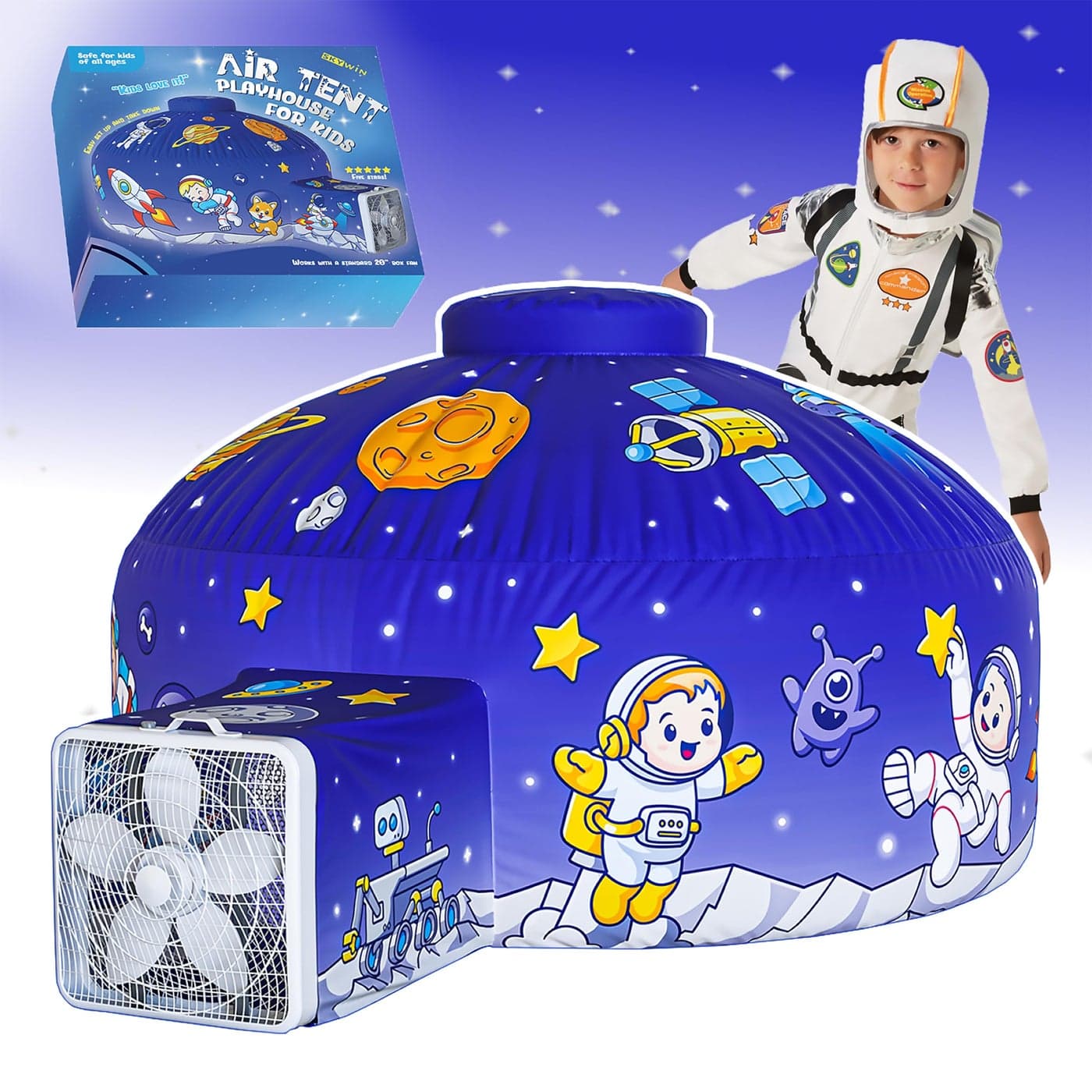 Skywin Inflatable Air Tent for Kids 77 x 50 Perfect for Social or Solo Imaginative Play Blow Up Tent Sets Up and Stores Away in Seconds Toddler Playhouse Fan NOT Included Space