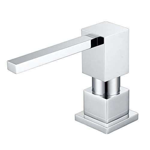 Sink Soap Dispenser for Kitchen Sink (Chrome), All Brass Built-in and Refill from Top Design,Metal Hand Soap & Dish Soap Copper Pump