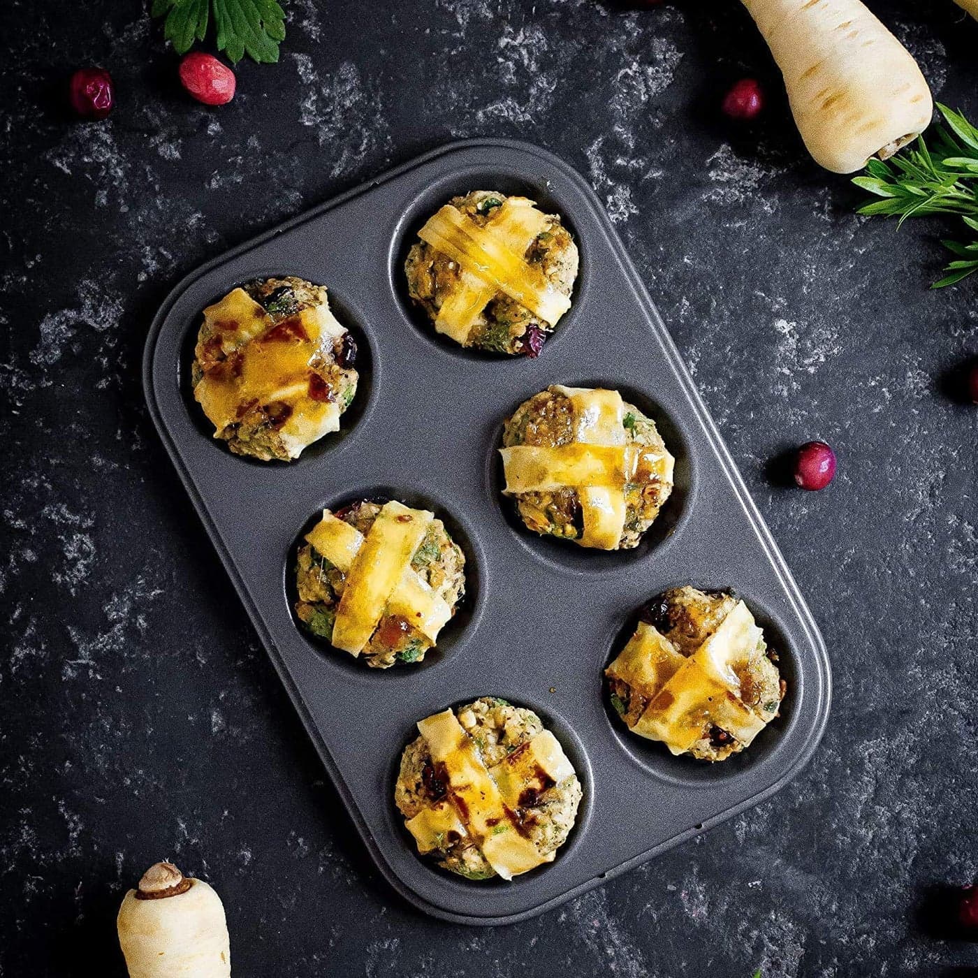 SEAHAVEN 6 Slot Aluminium Tray Cup Muffin Pan Tins Mould for Baking Cupcake Mould NonStick Bakeware Reusable Tray Pan Mould for Deserts Pastries and Cookies NonStick