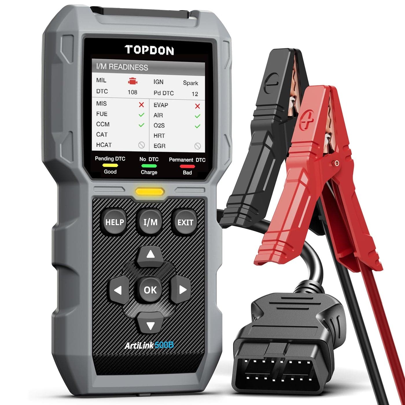 TOPDON AL500B OBD2 Scanner Battery Tester 2 in 1 Code Reader Full OBDII Diagnosis 12V Battery Tests 12V24V Cranking Tests Charging Tests Scan Tool Car Diagnostic Tool for All OBDII Cars