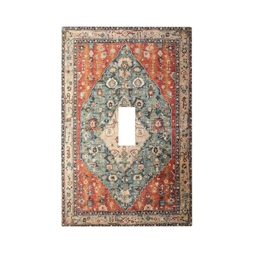 Vintage Bohemian Single Toggle Light Switch Covers Decorative 1 Gang Wall Plate Abstract Boho Tribal Electrical Device Switchplate Faceplate for Farmhouse Bathroom Kitchen Decor