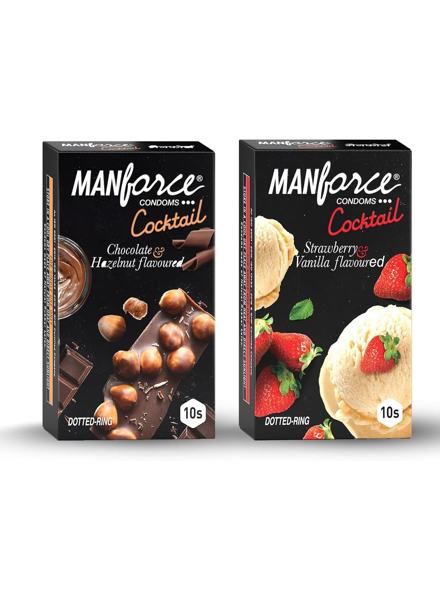 Manforce Combo Cocktail Pack - Strawberry, Vanilla, Chocolate & Hazelnut Dotted Condoms | 20 Pack | India's No. 1 Condom Brand for Safe Sex