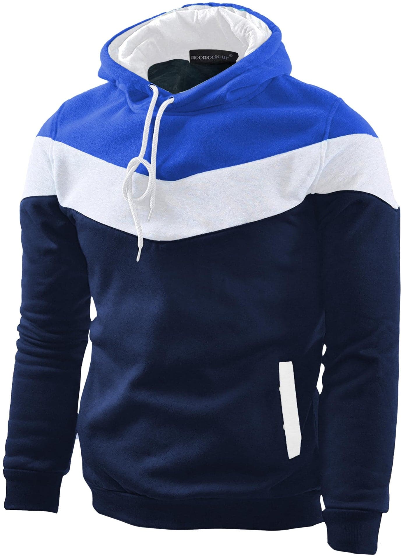 Mooncolour Mens Novelty Color Block Hoodies Cozy Sport Autumn Outwear, Dark Blue, US Large