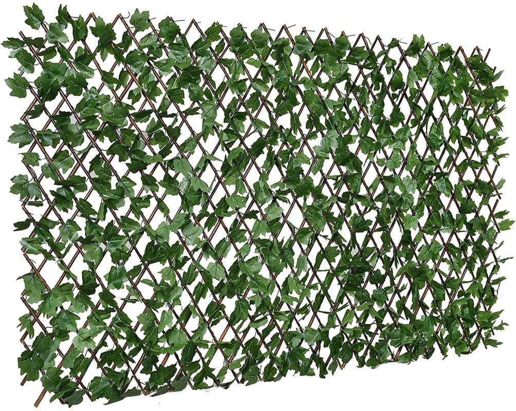 Golden Cart Artificial Grass Trellis with Money Plant Leaves (1 Pieces) I Expandable Grass Fence I UV Protected I Outdoor Indoor (Green, 1 Piece is 4 Feet x 1 Feet, expands to 9 FEET x 1.6 Feet)