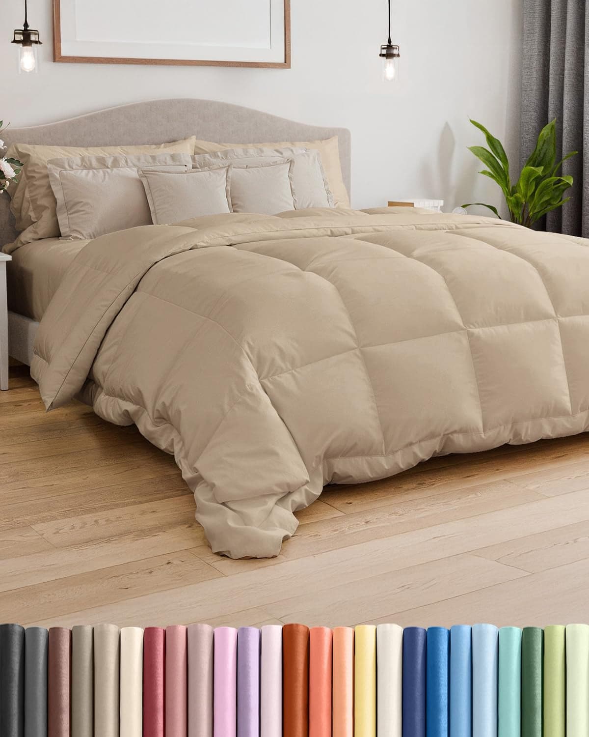 Cal King Size Cream Alternative Down Comforter Warm Lightweight Luxury and Breathable Hotel Quality Bedding Set All Season Fluffy and Cozy Oversized Cooling Microfiber Duvet Insert Comforter