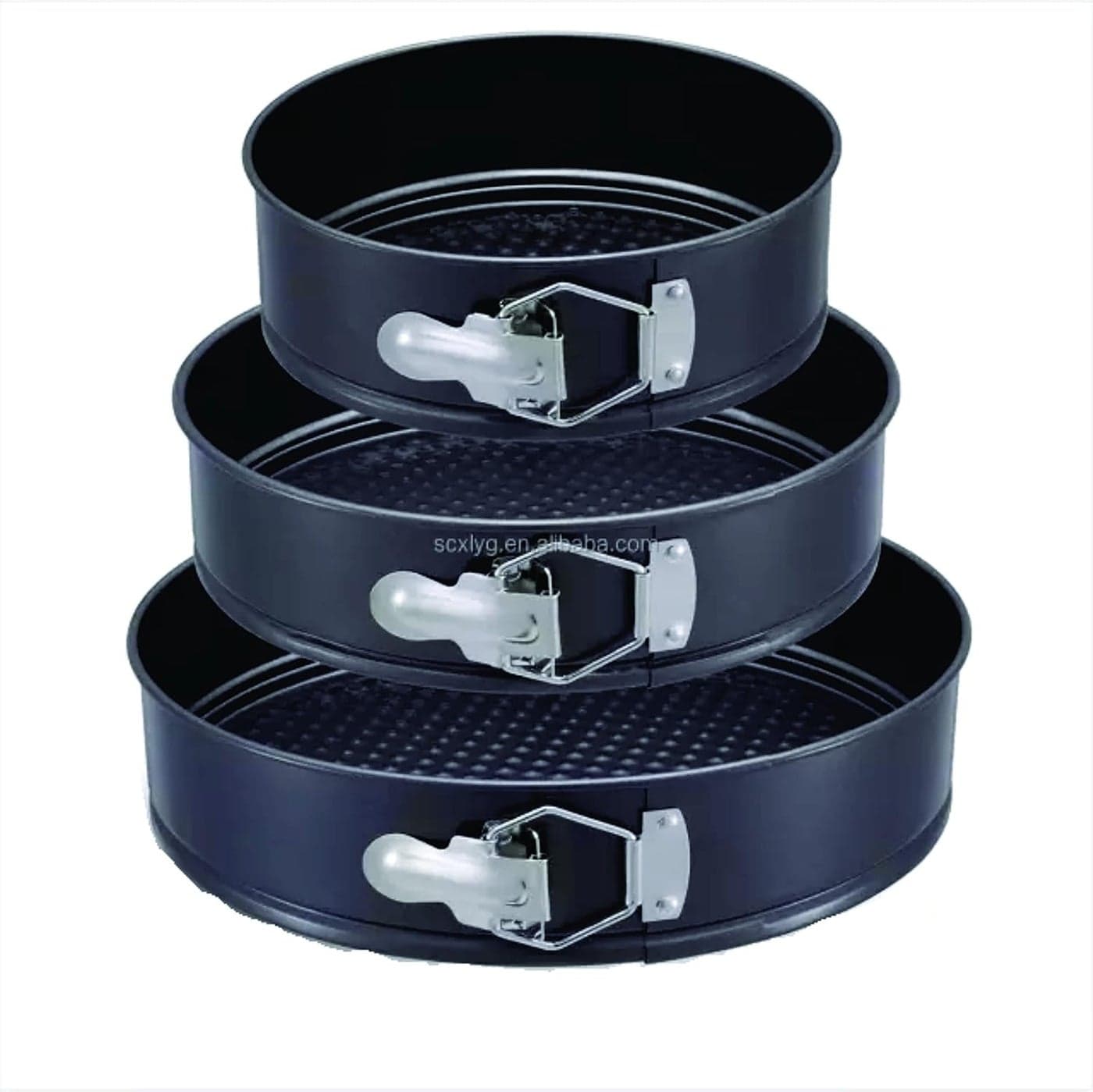 DIVINE HOME Round Cake Mould Set of 3pcs Non Sticky Removable Base Aluminium Made of Side Locks