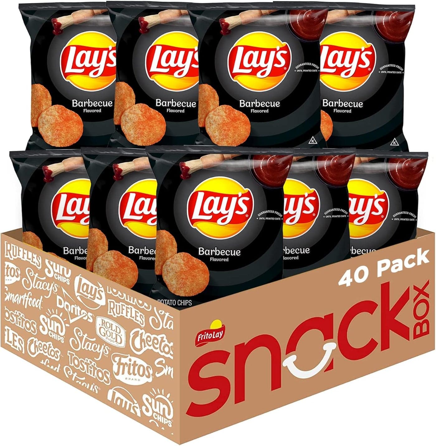 Lay's Barbecue Flavored Potato Chips, 40 Count - Perfect for On-the-Go Snacking