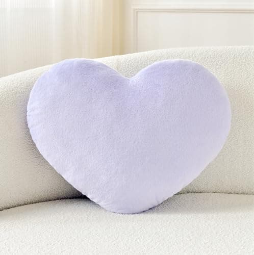 Petrella Heart Pillow Cute Fuzzy Pillows Throw Pillows for Bed Livingroom Home Decor Cushion Decorative Aesthetic Preppy Pillows Purple,Large 19"x15"