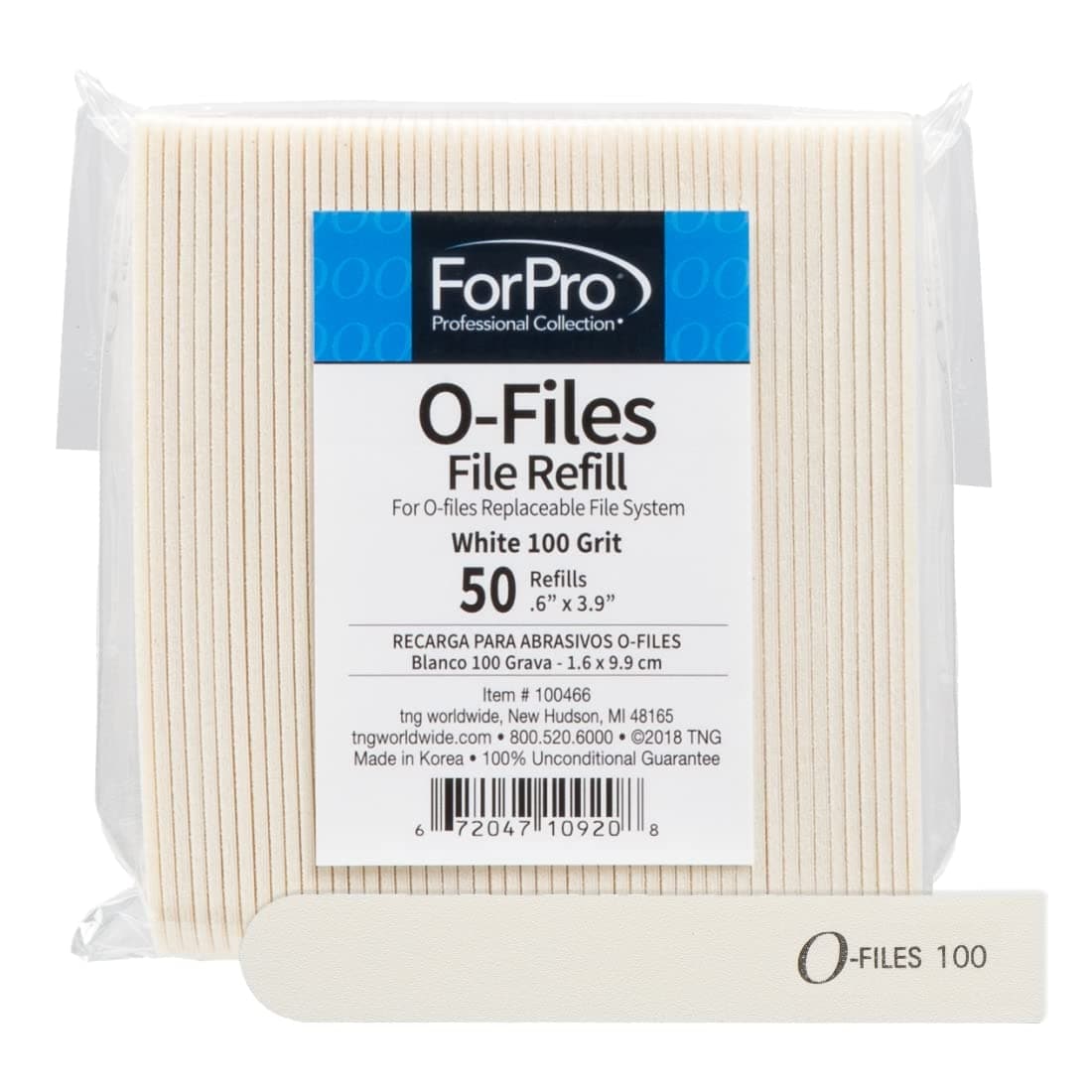 ForPro Professional Collection OFiles Replaceable File System White 100 Grit Manicure Nail File Refills 39 L x 6 W 50Count