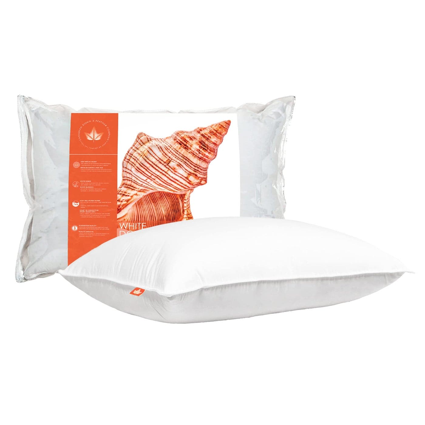 Canadian Down Feather Co Soft 625 Fill Power White Down Sleeping Pillow Queen Size 500 Thread Count Shell 100 Cotton Made in Canada