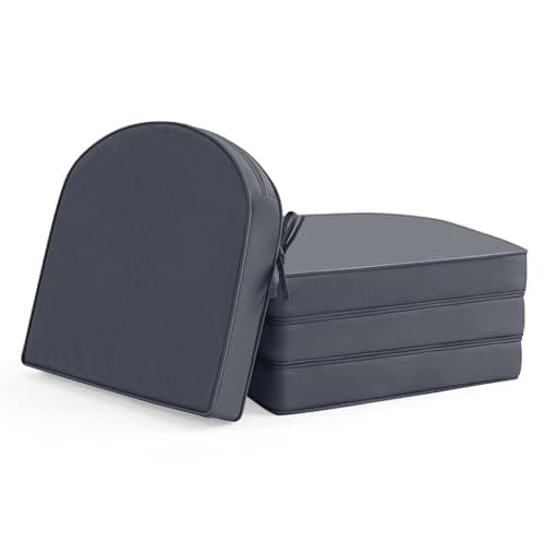 Outdoor Chair Cushions Set of 4 Waterproof Fade Resistant Patio Furniture Cushions 17 x 16 x 2 Inch Non Slip Round Corner Seat Cushion Pads with Removable Cover for Garden Yard Lawn Dark Grey