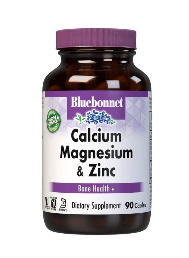 BlueBonnet Calcium Magnesium Zinc Caplets, 90 Count